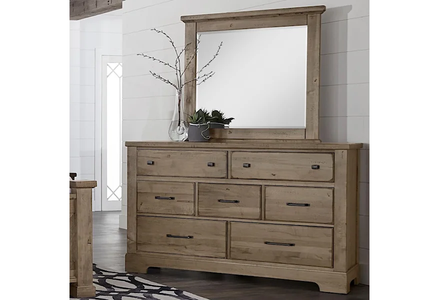 Cool Rustic 7-Drawer Dresser & Mirror Set by Artisan & Post at Esprit Decor Home Furnishings